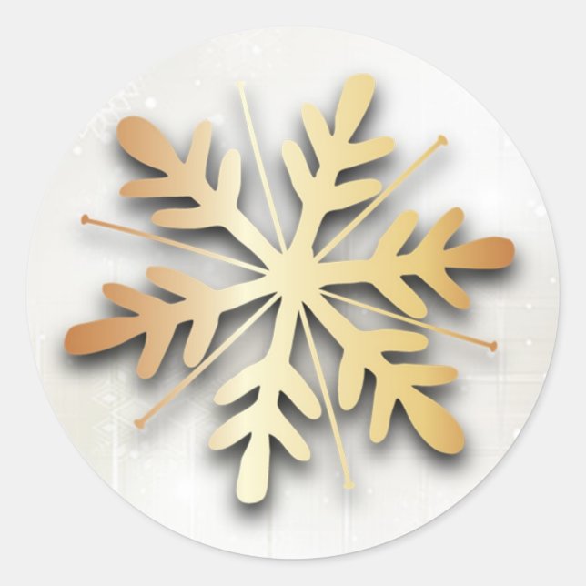 Goldschneeflocken Weihnachtssticker Runder Aufkleber (Vorderseite)