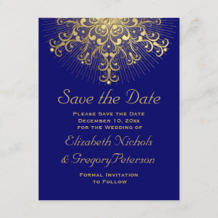 Goldschneeflockenblauer Winterhochzeit Save the Da Date