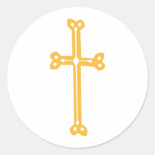 Goldschnitt aus Verziertem Kreuz Runder Aufkleber (Vorderseite)