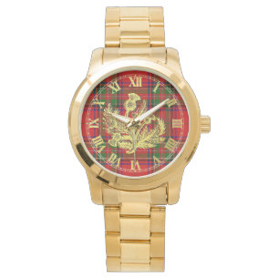 Goldschottische Distel auf kariertem Armbanduhr