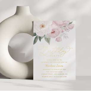 Goldschrift Blumengeburt Folieneinladung