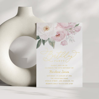Goldschrift Blumengeburt Folieneinladung