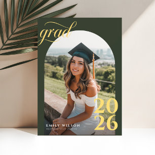 Goldschrift Einfacher Bogen Foto Abschluss Danke Postkarte