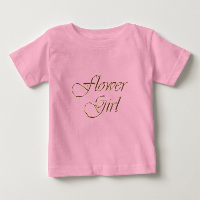 Goldschrift Flower Girl mit elegantem pink Baby T-shirt (Vorderseite)