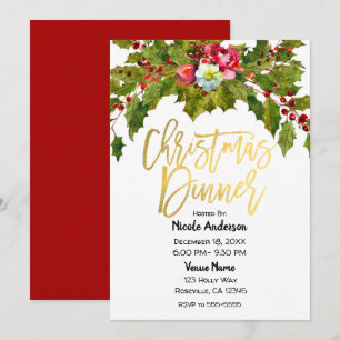 Goldschrift Moderne Weihnachts-Dinner-Feier Party Einladung