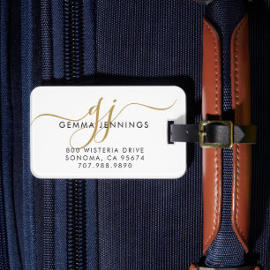Goldschrift-Monogramm-Name Gepäckanhänger