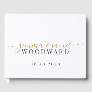 Goldschrift Schwarzer Verheirateter Name Gästebuch