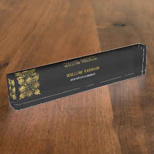 Goldschwarz-Ancient-Griechisch-Meander-Monogramm Namensplakette