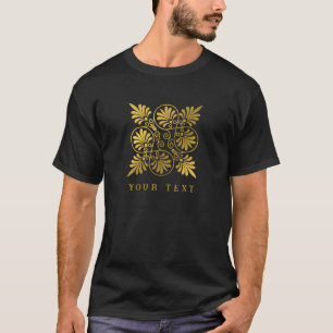 Goldschwarz-Ancient-Griechisch-Meander-Monogramm T-Shirt