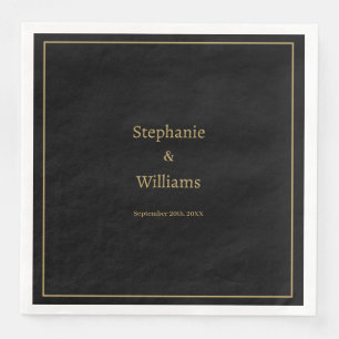 Goldschwarz Eleganter einfacher Name Minimale Hoch Serviette