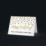 Goldschwarze Confetti-Bruder-Geburtstags-Karte Karte<br><div class="desc">Geburtstagskarte für Bruder mit Gold und schwarzem modernem Confettimuster.</div>