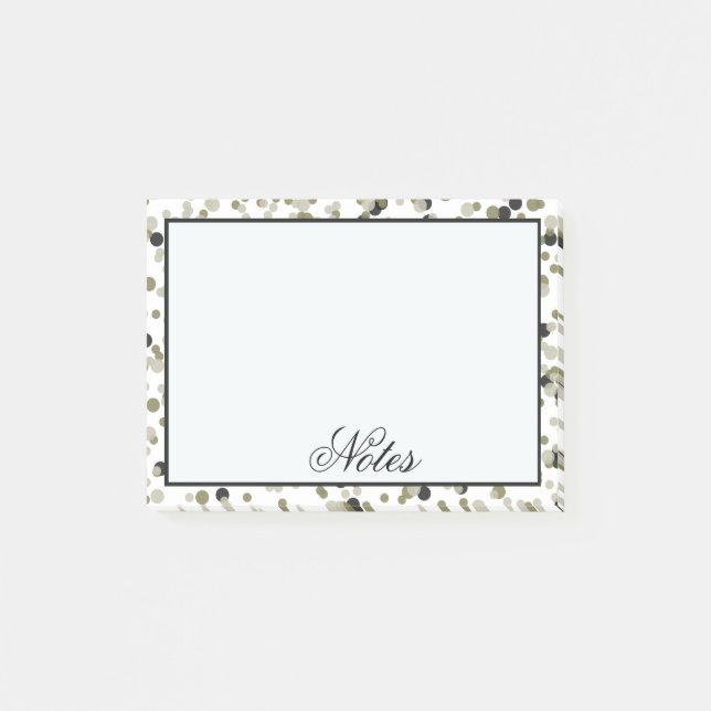 Goldschwarze Confetti-Punkte Post-it Klebezettel (Vorderseite)