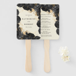 Goldschwarze Rose Hochzeitsprogramm Fächer