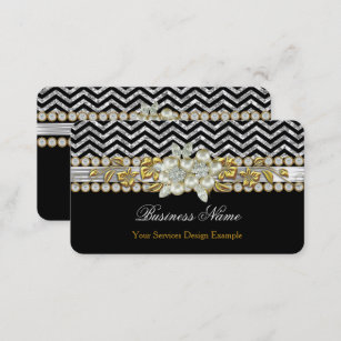 Goldschwarze silberne Zickzack Diamant-Perle mit Visitenkarte