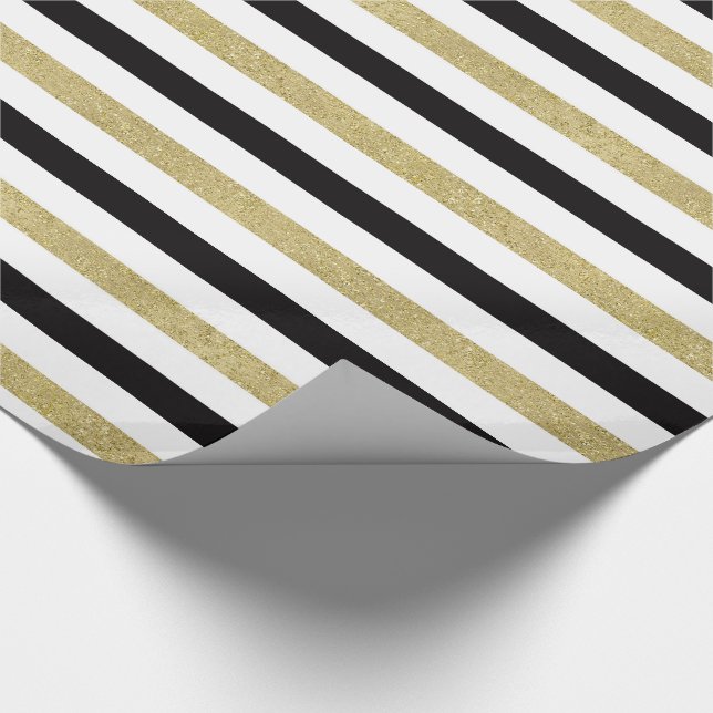 Goldschwarze Streifen Geschenkpapier (Ecke)