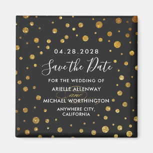 Goldschwarzer Confetti, der Save the Date Magneten Magnet