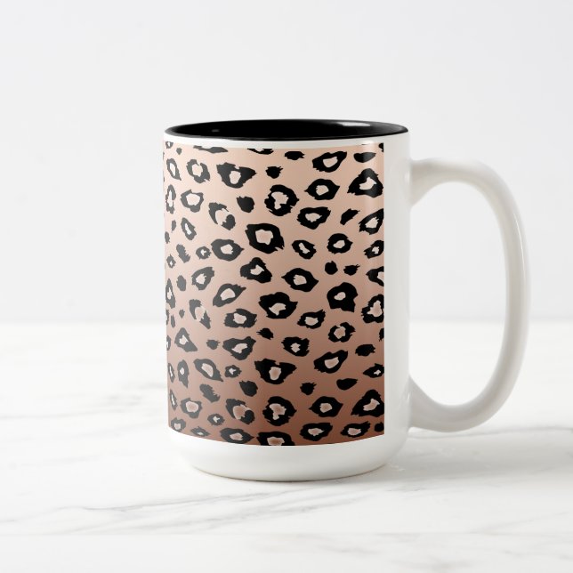 Goldschwarzer Leopard-Bronzedruck Ombre Zweifarbige Tasse (Rechts)