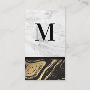 Goldschwarzer Marmor Monogramm aus weißem Marmor Visitenkarte