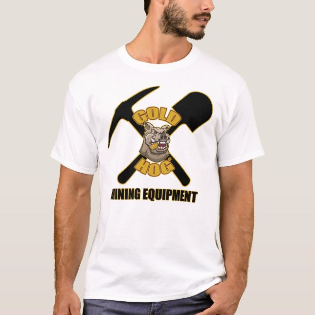 Goldschwein-Bergwerk-Logo grundlegende T T-Shirt (Vorderseite)