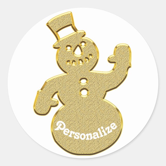 Goldschwellender niedlicher Schneemannsticker Runder Aufkleber (Vorderseite)