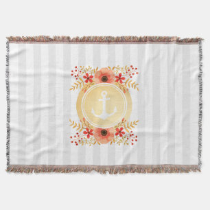 Goldseeanker-Aquarell-mit Blumengestreiftes Decke
