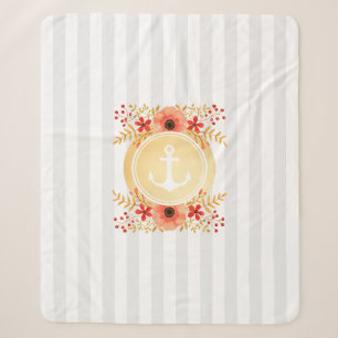 Goldseeanker-Aquarell-mit Blumengestreiftes Sherpadecke