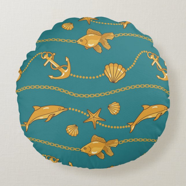 Goldseemuster Rundes Kissen (Vorderseite)