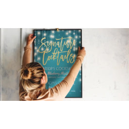 Goldsignatur Cocktail Drink Menü Hochzeitsdekor Poster