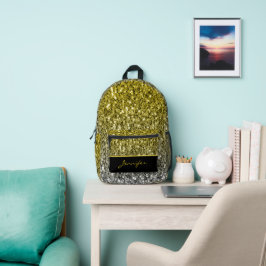 Goldsilber-Glitzer Glitzern, Individuelle Name Bedruckter Rucksack