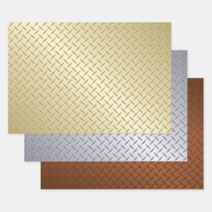 Goldsilber und Bronze-Diamantplatten-Muster Geschenkpapier Set