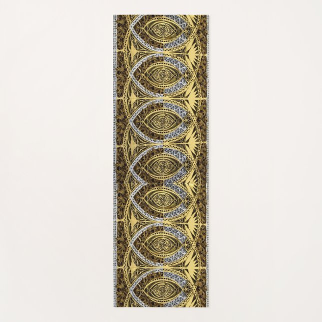 Goldsilber- und Onyx-Wirbel Yogamatte (Vorderseite)