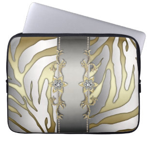 Goldsilberne Diamantzebra-Laptop-Hülse Laptopschutzhülle