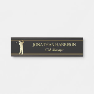 GoldSilhouette-Golfspieler-Namensschild Türschild