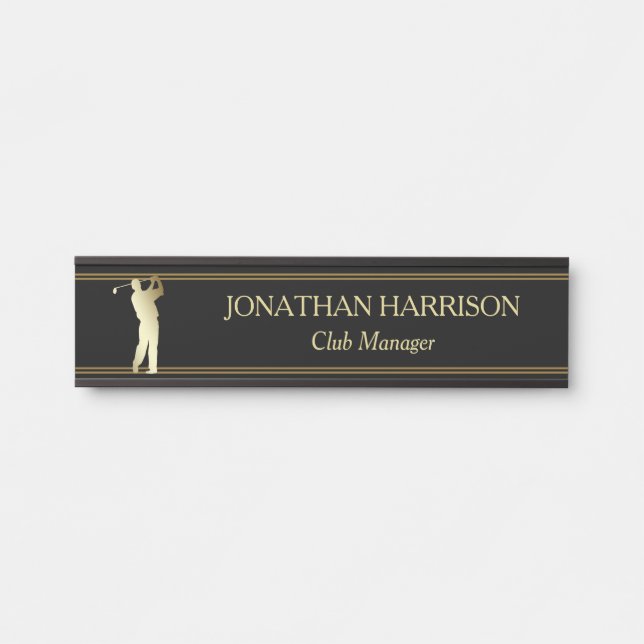 GoldSilhouette-Golfspieler-Namensschild Türschild (Vorderseite )
