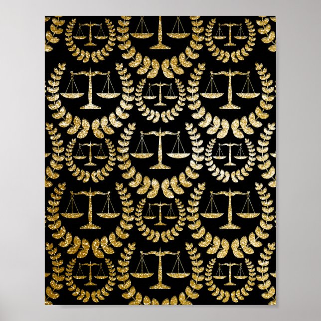 Goldskala der Gerechtigkeit wiederholt Muster Poster (Vorne)