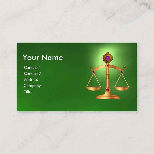 GOLDSKALEN MIT GEM STONES MONOGRAM Green Visitenkarte (Vorderseite)