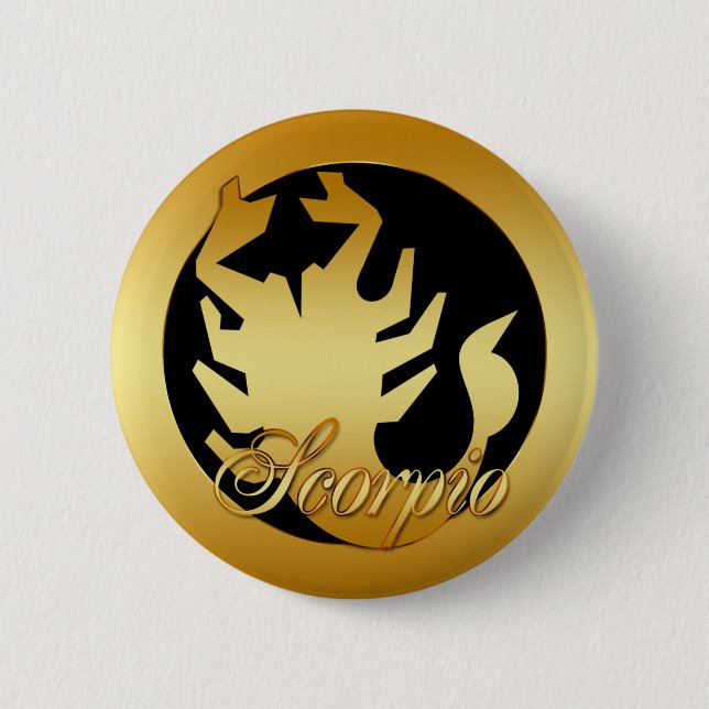 GOLDskorpions-TIERKREIS-ZEICHEN Button (Vorderseite)