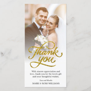 Goldskript wedding   danken Ihnen zu kardieren Dankeskarte