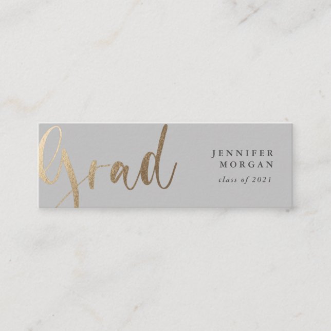 Goldskriptkarte für den Abschluss Mini Visitenkarte (Vorderseite)