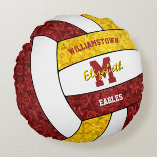Goldsportteam von Maroon stellt Mädchenvolleyball Rundes Kissen