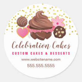 Goldsprinkles Schokolade Cupcake Pop Cookies Runder Aufkleber