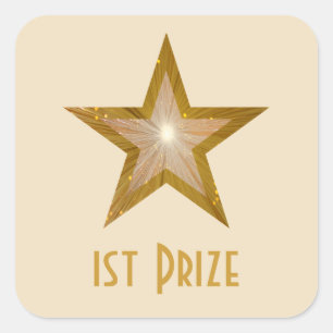 Goldstar-Aufkleber für den 1. Preis Quadratischer Aufkleber