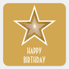 Goldstar-Aufkleber "Happy Birthday" gelb Quadratischer Aufkleber