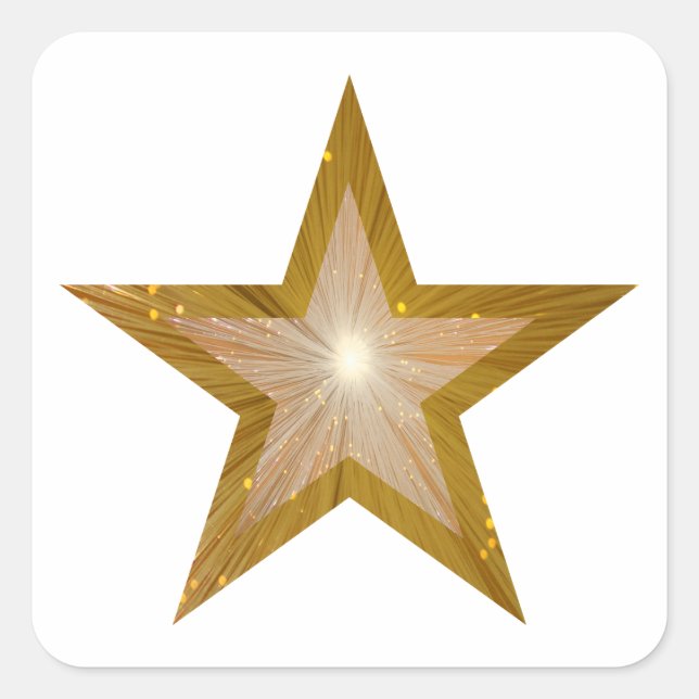 Goldstar-Aufkleber weiß Quadratischer Aufkleber (Vorderseite)