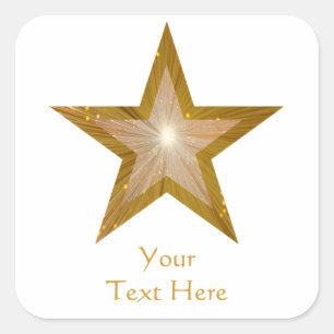 Goldstar "Dein Text"-Aufkleber weiß Quadratischer Aufkleber