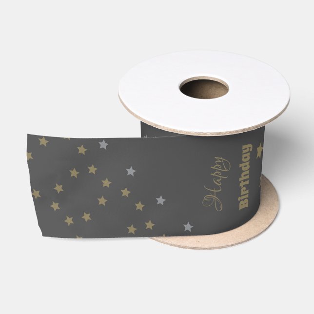 Goldstar mit Kohlegrau Satinband (Spule)
