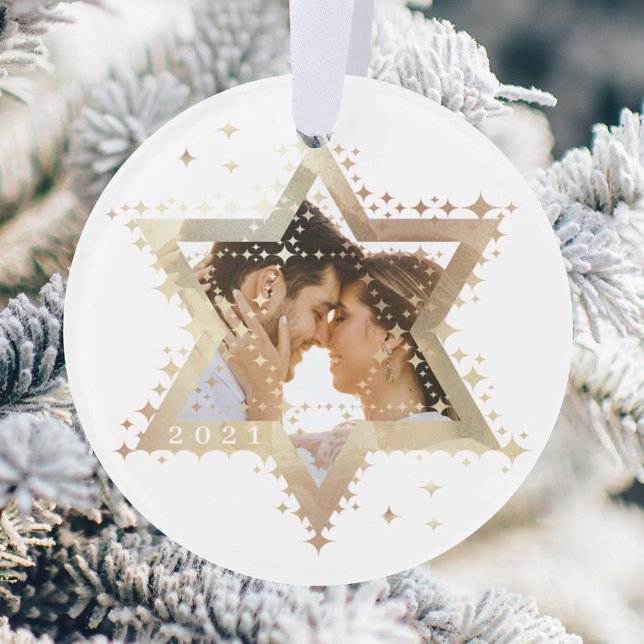 Goldstar von David Mr. & Mrs. First Hanukkah Foto Ornament (Von Creator hochgeladen)