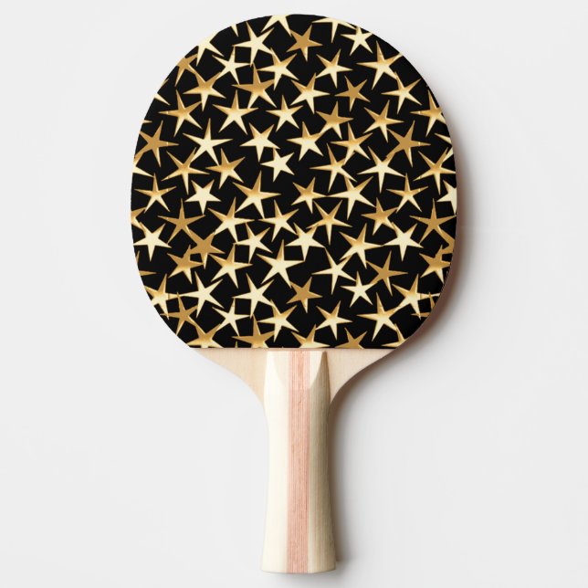 Goldstars auf schwarzem Hintergrund Tischtennis Schläger (Vorderseite)