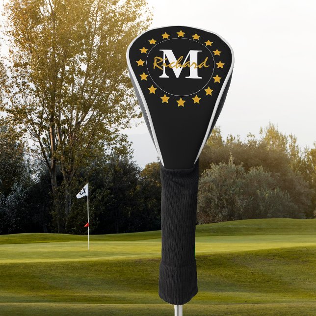 Goldstars-Monogramm auf schwarz Golf Headcover (Von Creator hochgeladen)