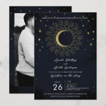 Goldstars Night Celestial Sunburst Moon Hochzeit